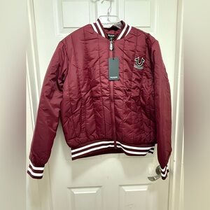 True Religion Burgundy Quilted Jacket- Size L
